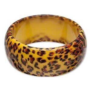 New Vintage 90s Y2K Leopard Animal Print Acrylic Bangle Bracelet